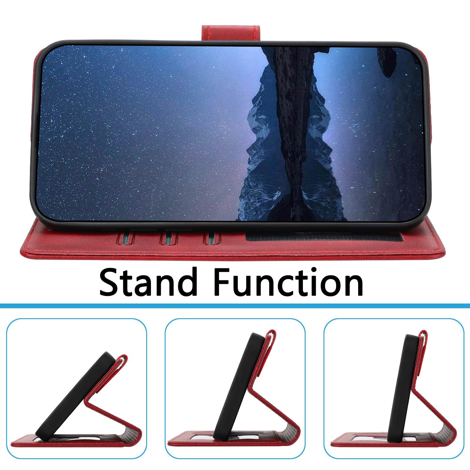 

For Samsung Galaxy A16 5G/A16 4G Case RFID Blocking Wallet Leather Phone Cover with Strap Red