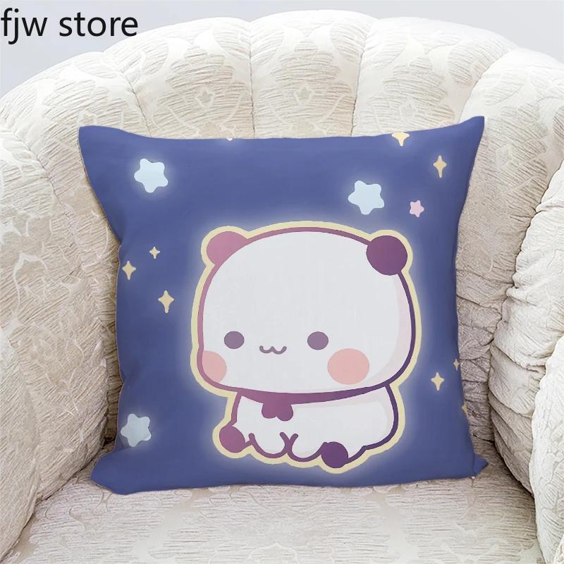 Niedliche Panda Bubu und Dudu Druck Kissenbezüge Heimdeko Kawaii Cartoon Animation Sofakissenbezug Schlafzimmerzimmer Kissenbezüge