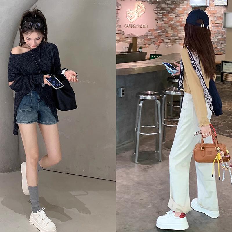 Grape mother cowhide platform white shoes 2025 new sports and leisure shoes women's white shoes platform shoes board shoes women