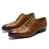 Fashion Men's Genuine Leather Pointed Toe Dress Shoes Lace-Up Formal Business Oxford In Black/Brown Luxury Elegant Footwear