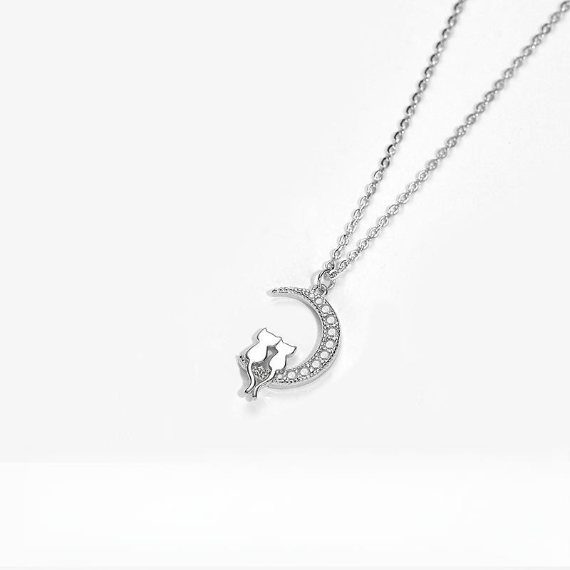 Cat Necklace On The Moon, Collar Chain, New Year's New Year's Small Market Design, Gift for Girlfriend