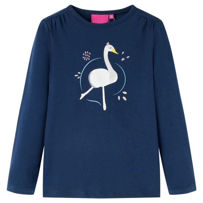 T-shirt enfants à manches longues imprimé cygne 3 couleurs et 5 dimensions disponibles