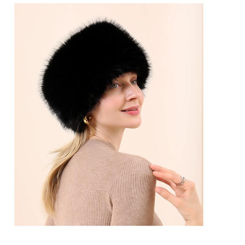 Mao Hat, Winter, Warm, Thick, Plush, Empty Top Hat, Solid Color Headband