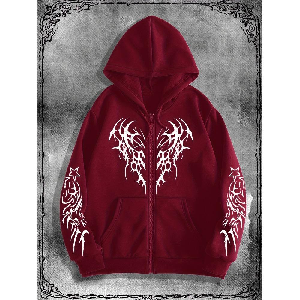 Men's Original Gothic Dark Printed Zipper Hoodie Casual Fashion Street Wear Zipper Hoodie