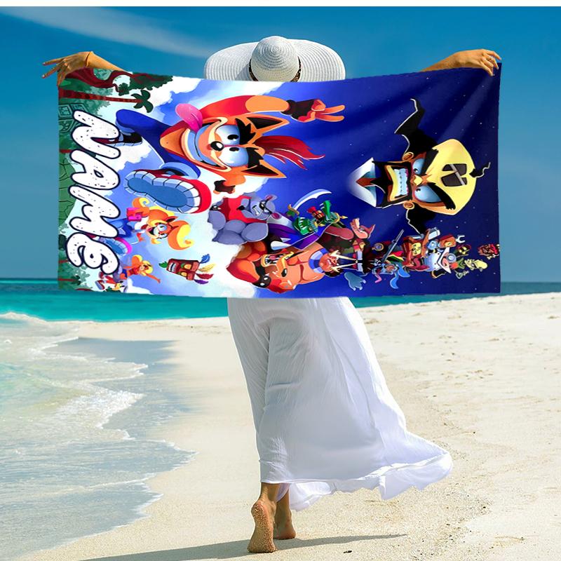 Personalized customized proof beach towel with Crash Bandicoot 4 It's About Time pattern - soft, absorbent, quick-drying, perfect swimming, camping&ba