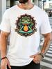 Olive Unisexs Tee Meditation Frog Unisexdala Pattern Print Crew Neck Cotton Short Sleeve Zen Male Street Summer Soft Daily Casual Wear