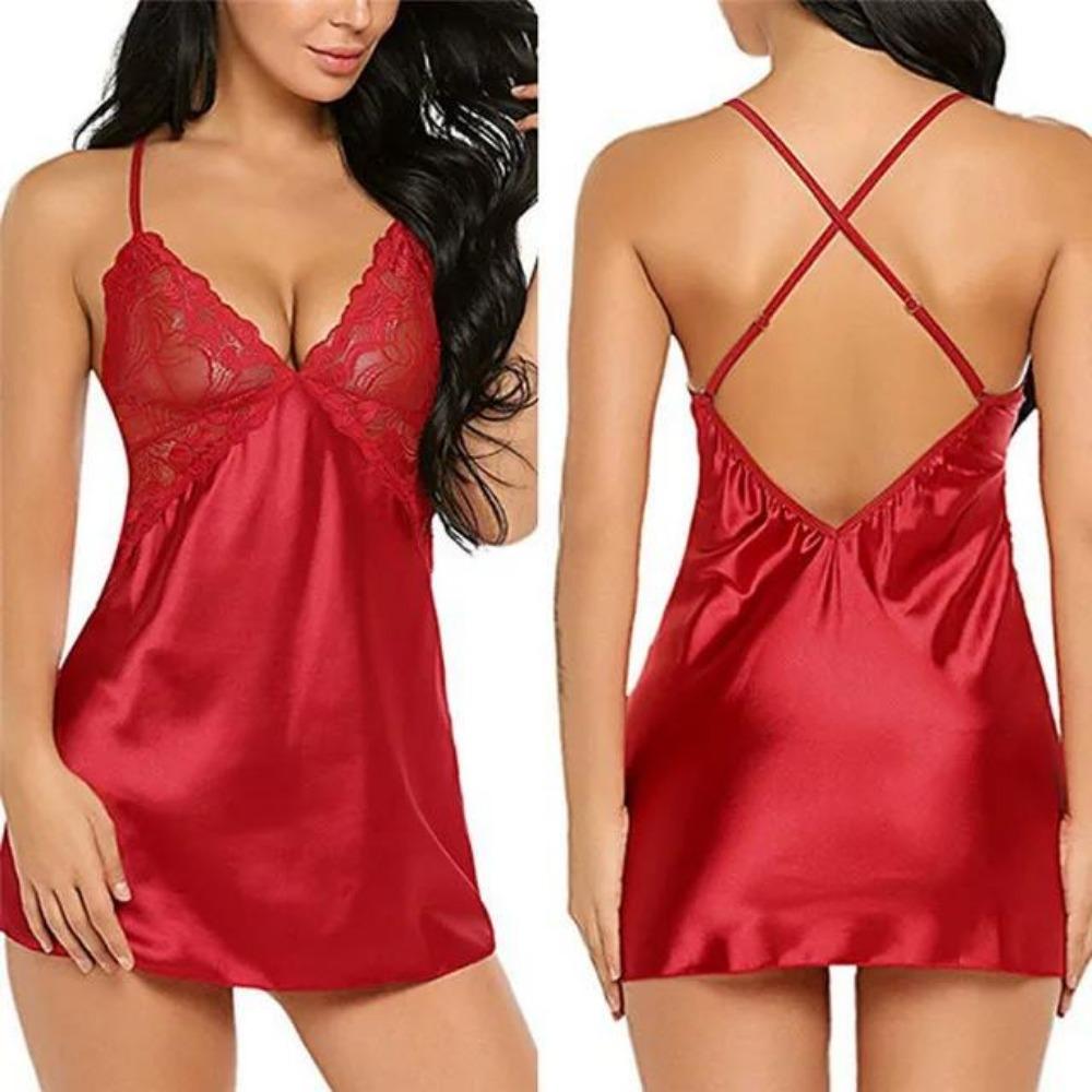 Sexy Clothes for Women Lingerie Lace See Through Nightdress Babydoll Porno Deep V Mesh Dress Panties Underwear Erotic Clothing