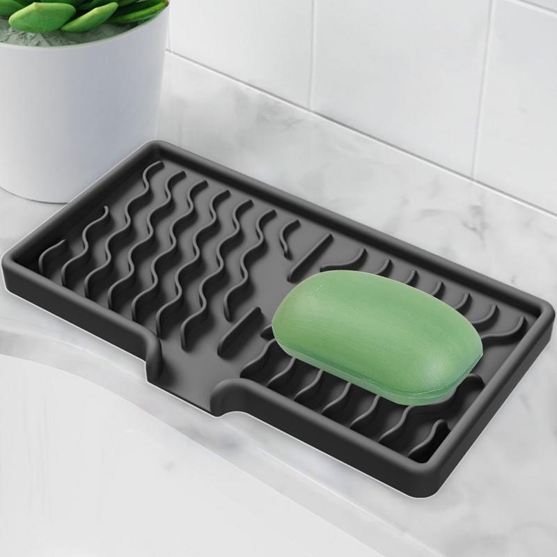 Bathroom Soap Holder Silicone Bar Soap Holder For Shower Self-Draining Non-slip Space-Saving Bathroom Organizer For Countertops