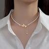 Women Necklace Handmade Retro Butterfly Pendant Clavicle High-end Decoration Unfading Fashion Imitation Pearl Butterfly Necklace Party Jewelry