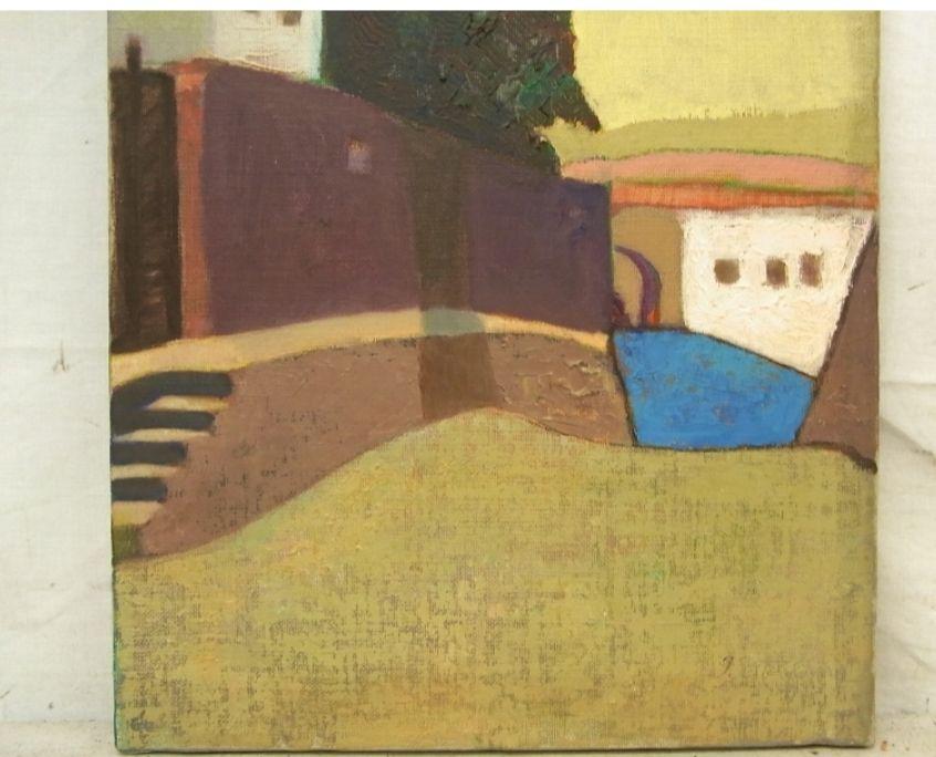 [USED] Hand-painted house landscape, oil painting, F4, framed, Takashi Tateyama