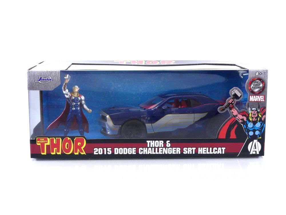MARVEL THOR 2015 DODGE CHALLENGER SRT HELLCAT Mighty Thor Diecast Car 124 &