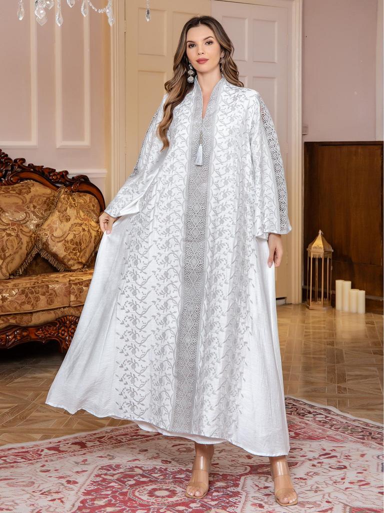 Elegant Embroidered Muslim Women's Dubai Long Dress
