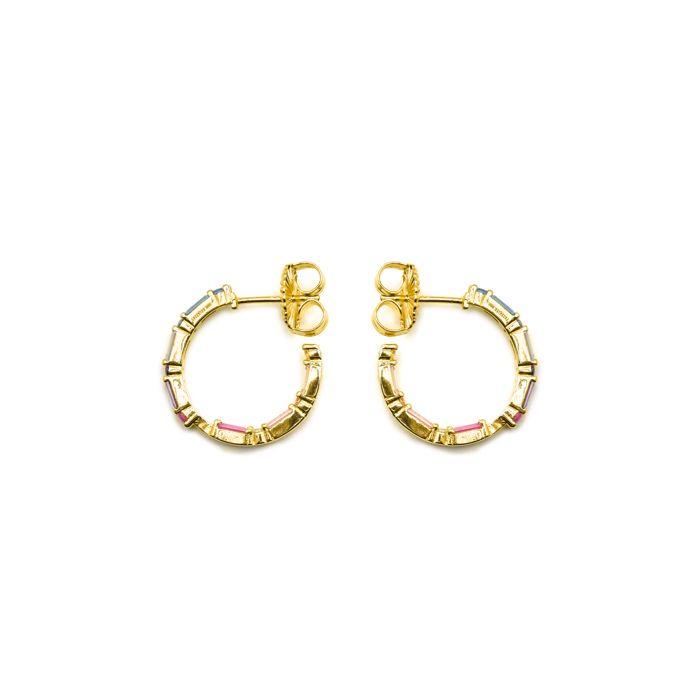 Boucles D'oreilles - Luxenter - Hinnar - Argent 925 - Zircone Multicolore - Or 18k