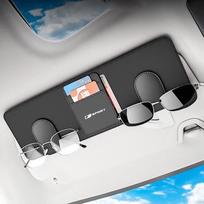 F Sport Auto Zonnebrilhouder met Twee Brilclips en Drie Kaarten Past Veilig in F Sport en LS Zon PU Magnetisch Eenvoudig te Auto Groot Bevat Brillen