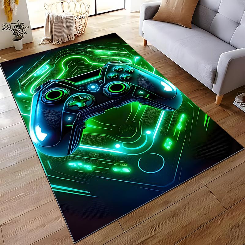 "Gaming Controller Pattern Carpet with Neon Green and Blue Design" Suitable for Use As an Anti-slip for Living Room Bedroom Sofas