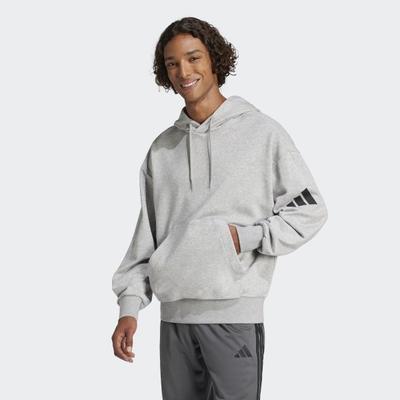 adidas Ανδρικό/Γυναικείο Βασικό Φούτερ με Κουκούλα Φαρδιά Εφαρμογή French Terry Φούτερ από Βαμβάκι Γκρι