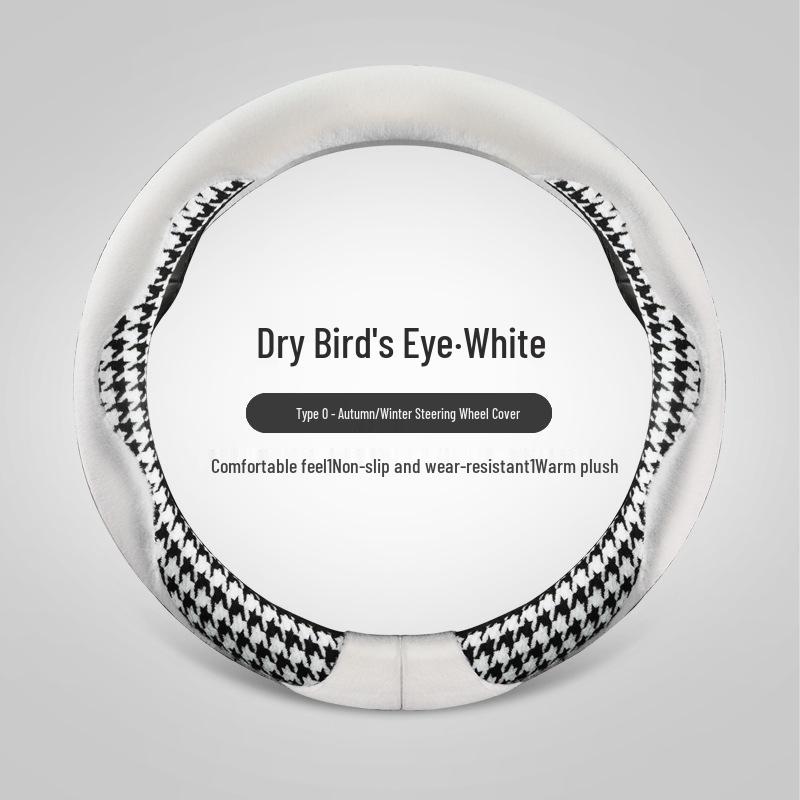 LSY Winter Houndstooth Plush Steering Wheel Cover