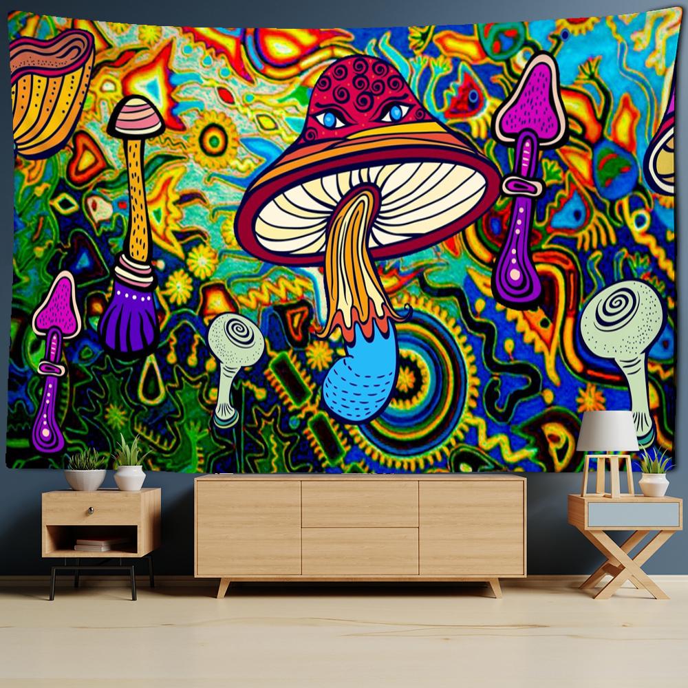Mushroom Tapestry Wall Hanging Mandala Bohemia Psychedelic PiZZ Witchcraft Hippie Colorful Art Room Decor
