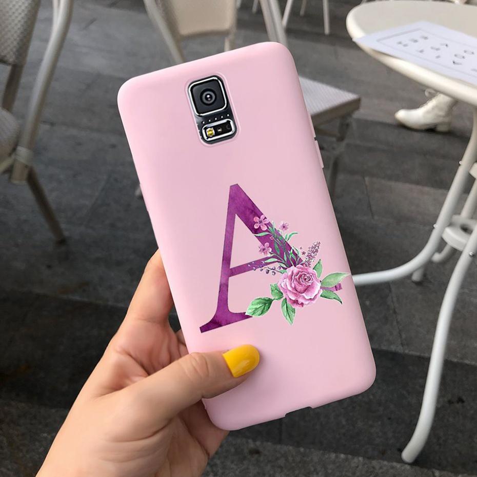 For Samsung Galaxy S5 I9600 Phone Case Flower Initial Alphabet Case For Samsung S5 Neo S 5 G900 G903F SM-G900F Soft Silicon Case