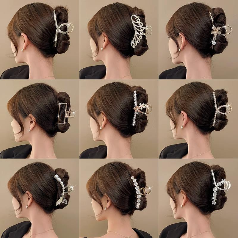 Luksusowy Metalowy Klips do Włosów dla Kobiet - Bardzo Duży Klips Rekinowy do Eleganckich Upięć