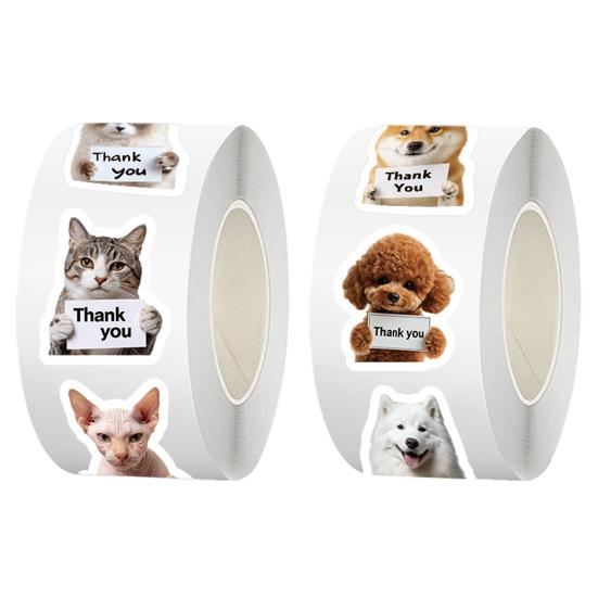 Urocze naklejki z podziękowaniem dla psa i kota, zabawne naklejki graffiti ze szczeniakami, wodoodporne naklejki PVC na telefon, laptop, lodówkę, koperty