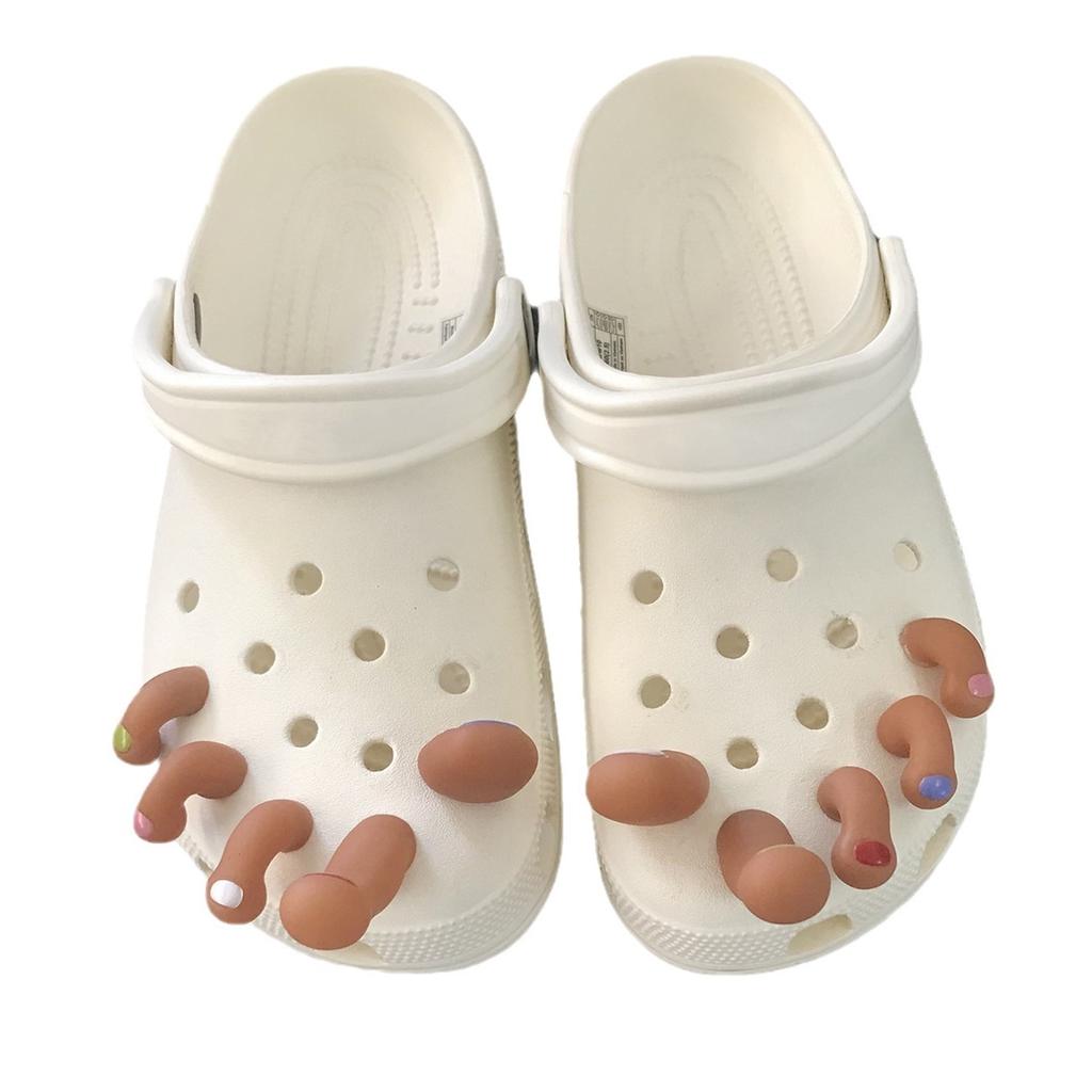 10pcs 3D Funny Toe Shoe Charms for Clogs, Detachable Creative DIY Rubber Shoe Decorations, Novelty Croc Accessories