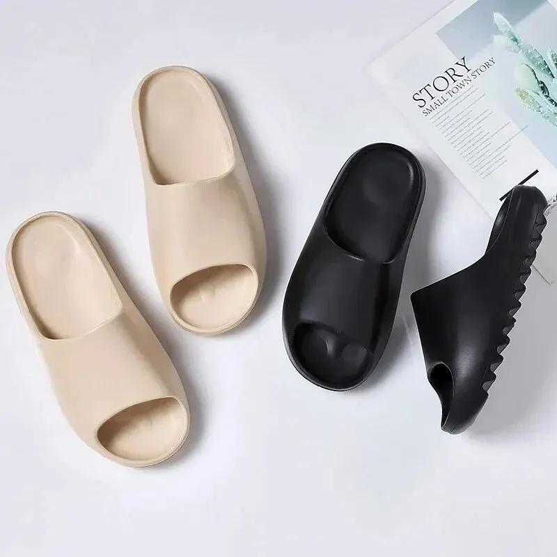 Fashion Summer Women Slippers Men Sandals Casual Beach Shoes Soft Bottom Slides Thick Platform EVA Anti-Slip Home Slippers Chaussure