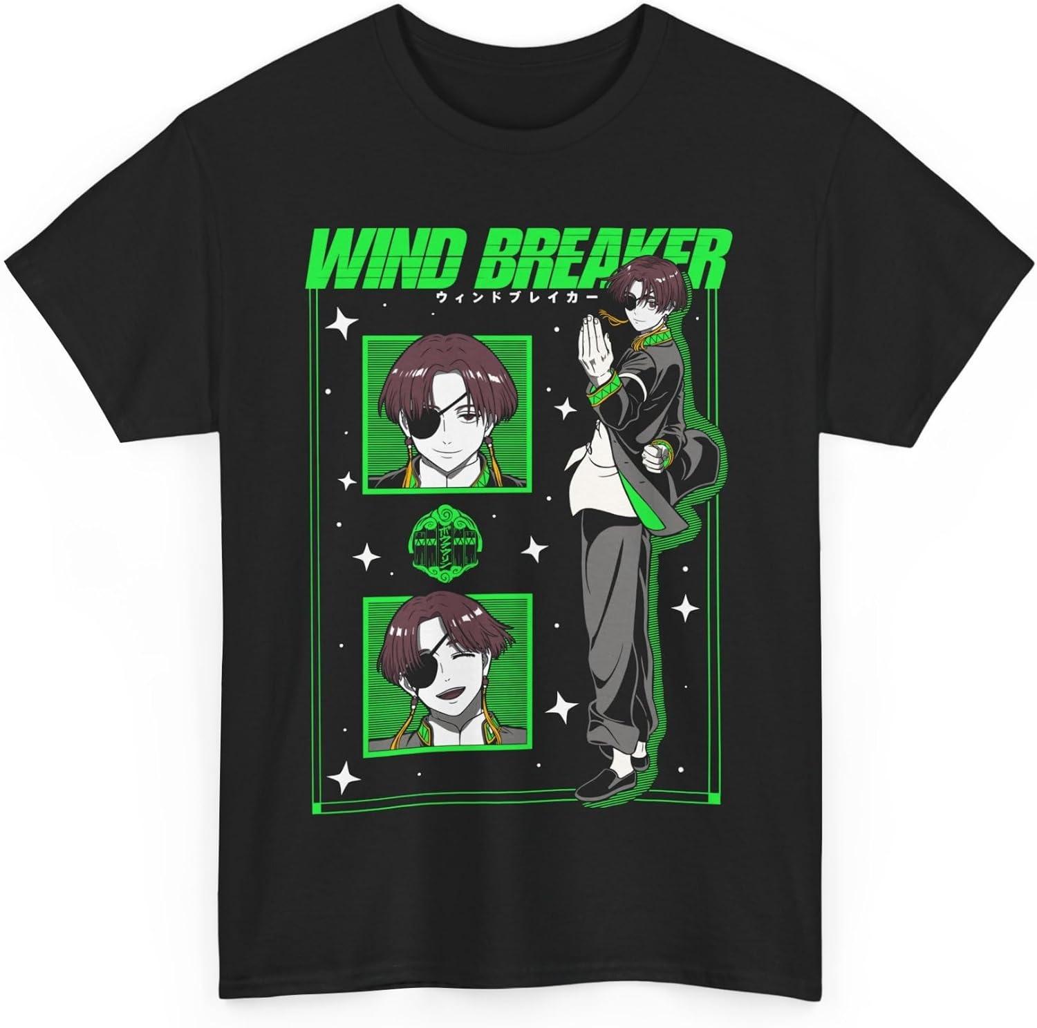 Wind Breaker Anime T-Shirt Casual Short Sleeved T Shirt Unisex Tee XXXXXL чёрный