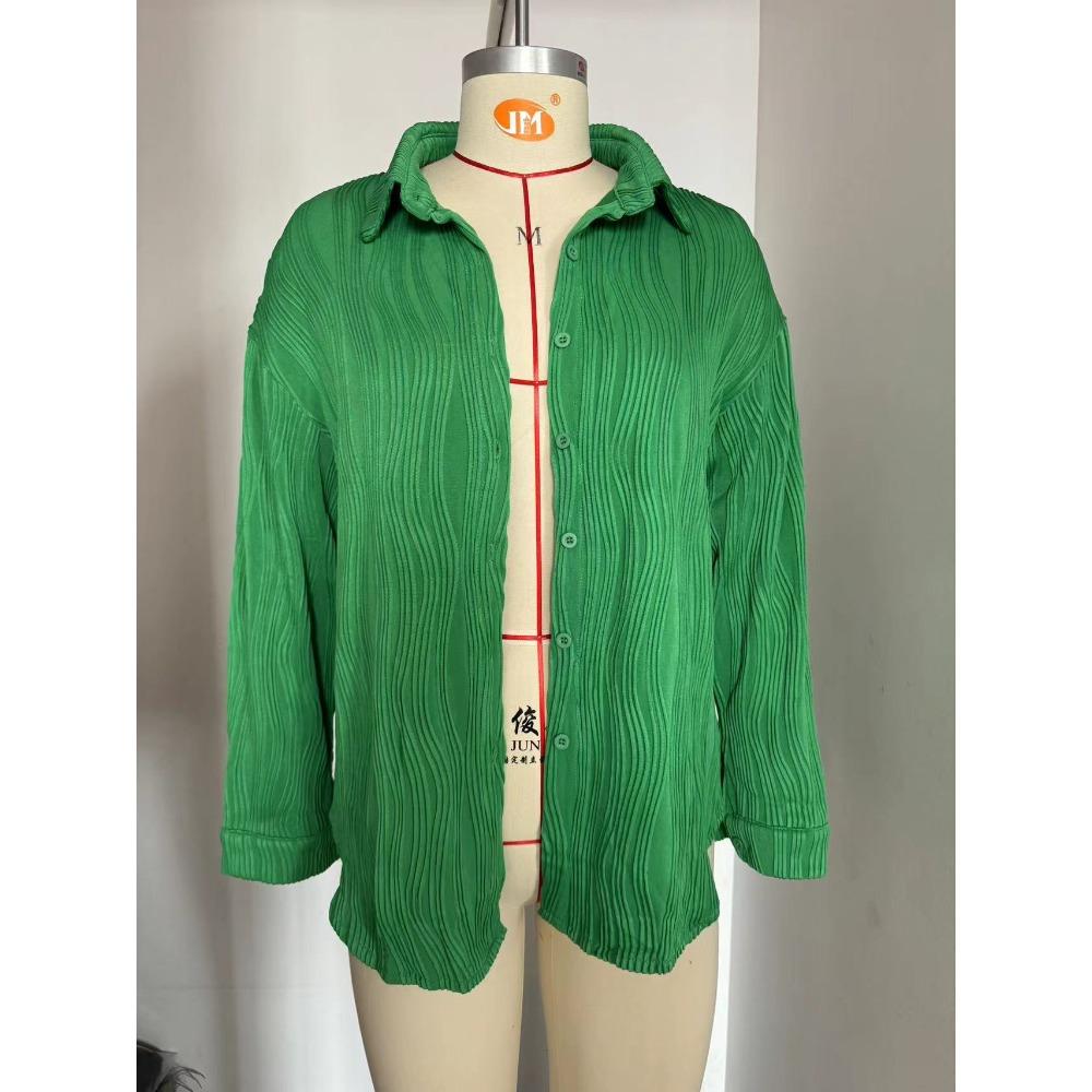 Spring and Autumn Wave Texture Loose Fashion Women's Blouses & Shirts