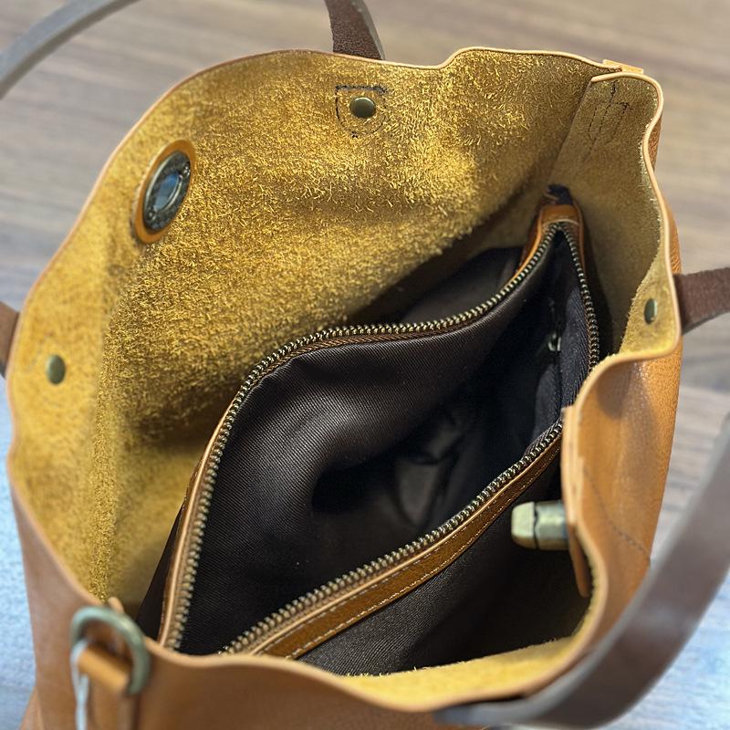 Spring/Summer Women's Genuine Tree Bark Leather Handbag - Vintage Lock Shoulder & Crossbody Bag.