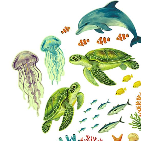 Removable Dolphin Turtle Wall Decor Ocean Themed Glow in The Dark Toilet Seat Stickers, Waterproof PVC Marine Life Decals for Decorative