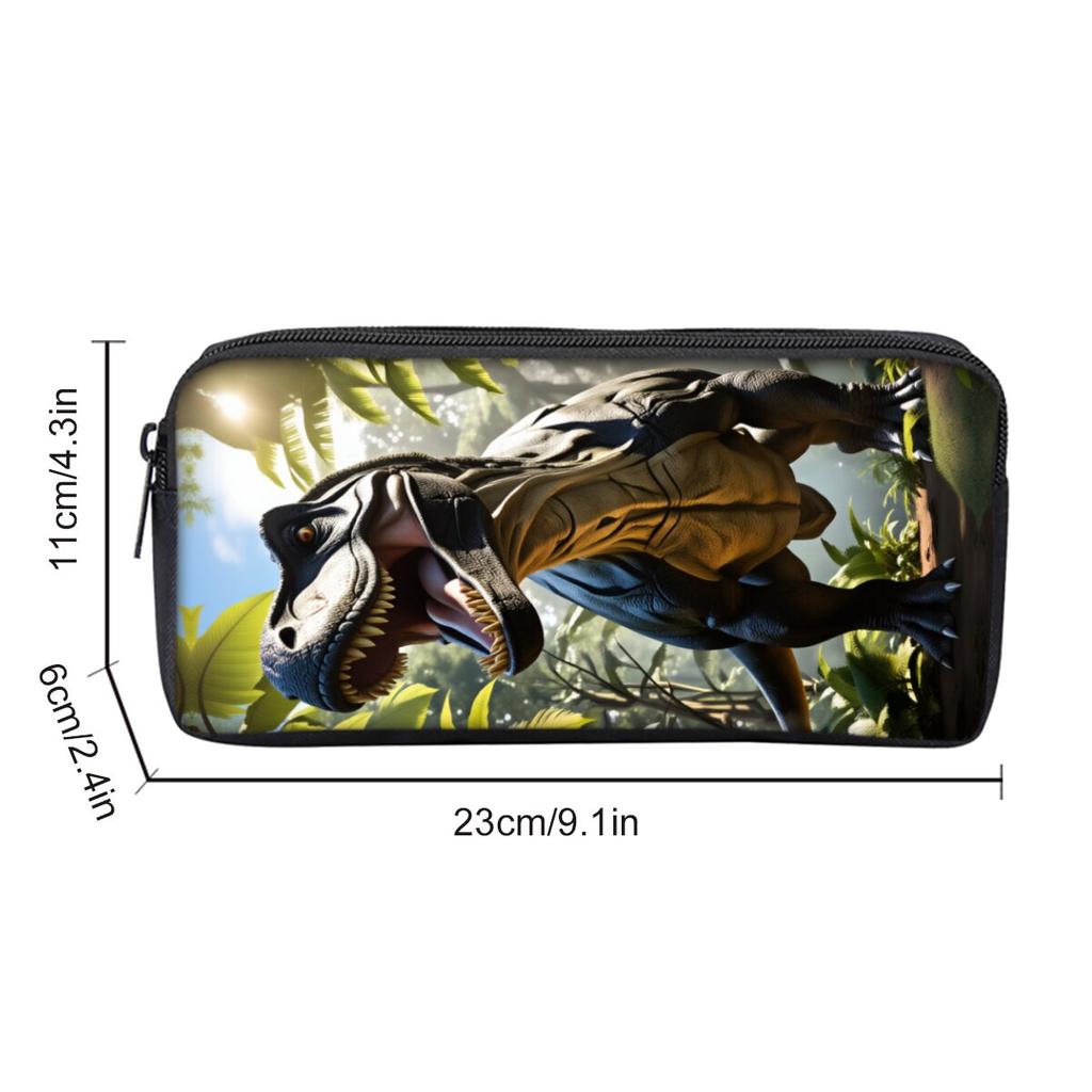 Dinosaur Print Single Layered Pencil Case for Boy/Girls Best Gifts 2D Flat Cartoon School Supplies Pencil Pouch for Children
