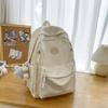 Solid Color Simple Student Lightweight Backpack With Plush Pendant For School