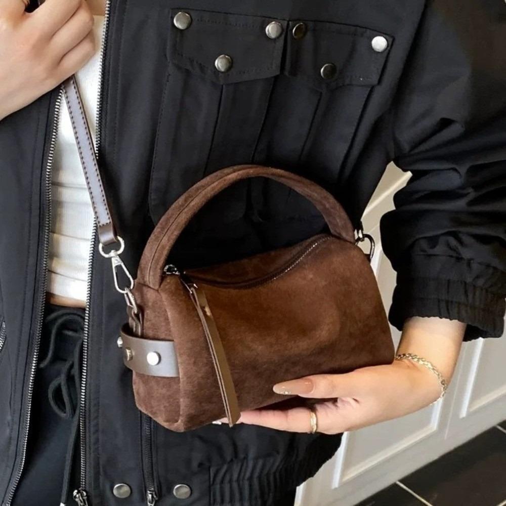 Luxury Mini Size Shoulder Bag PU Leather Matte Suede Pillow Bag Frosted Surface Women's Handbag Daily Use