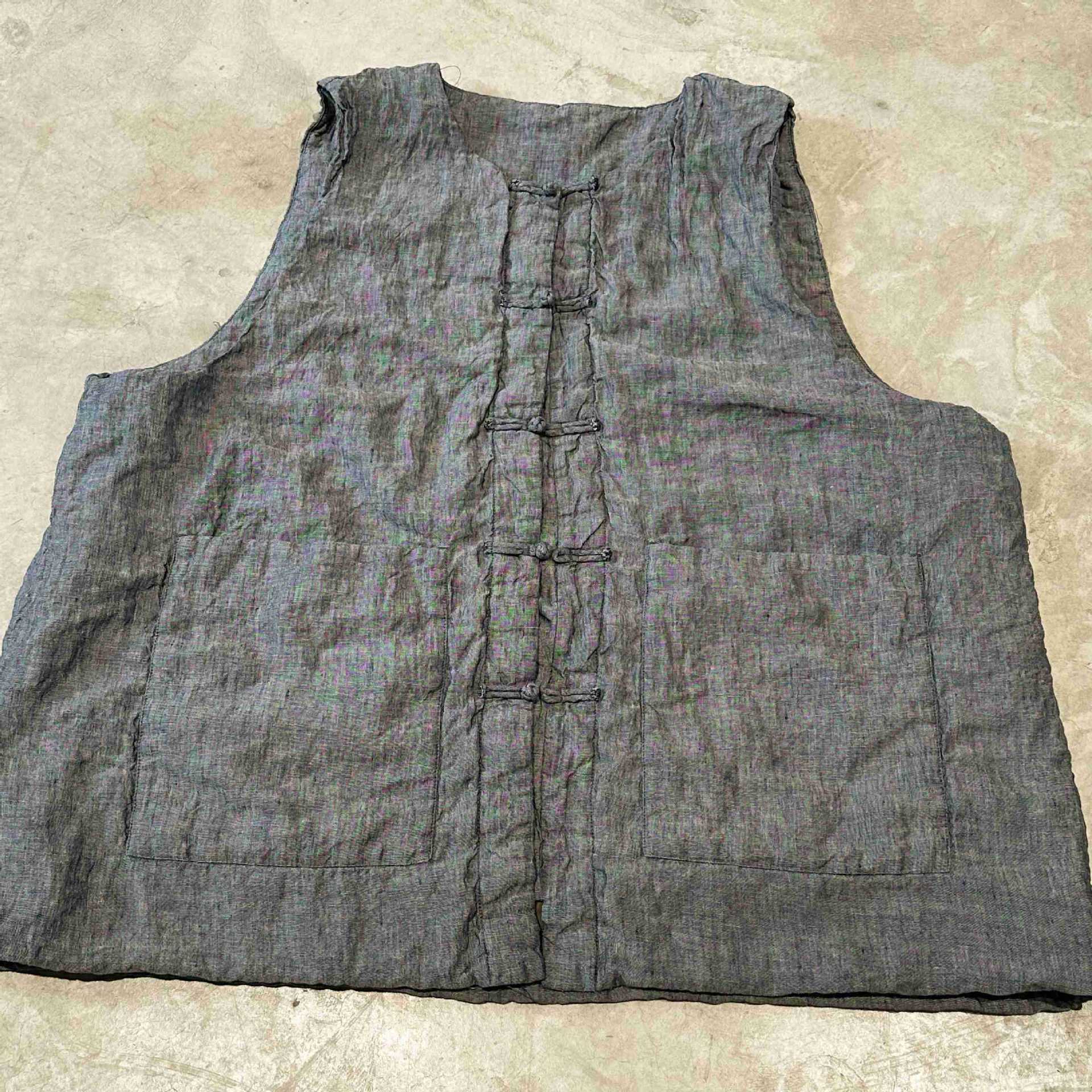 

Johnature Женские винтажные зимние пальто с круглым вырезом без рукавов в китайском стиле на пуговицах с карманами-аппликациями однотонные пальто One Size