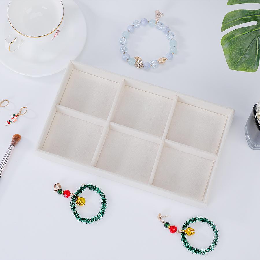 1PC, Flocking Jewelry Box Jewelry Tray, Color: Beige