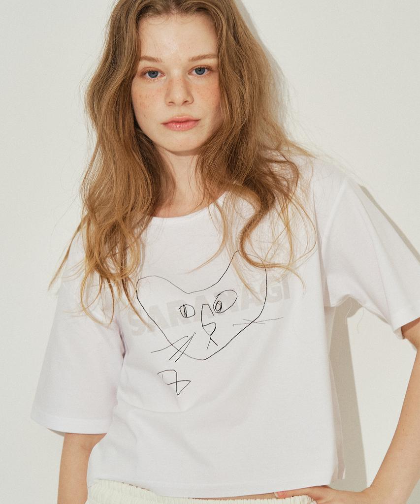 SARANAGI Se0524-Crop T-Shirt(White)