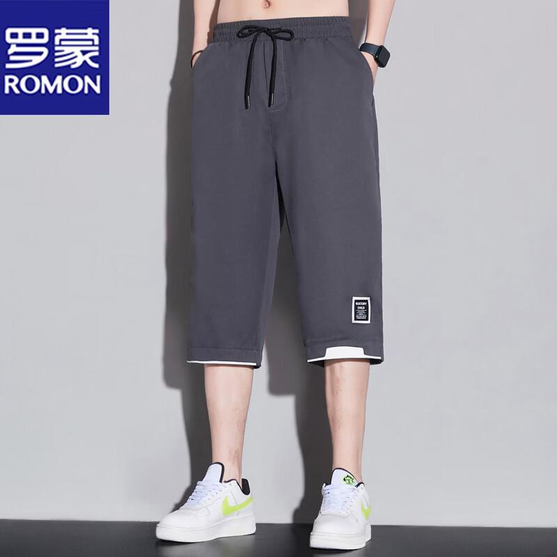 ROMON Men's Summer Ice Silk Casual 3/4 Cargo Shorts