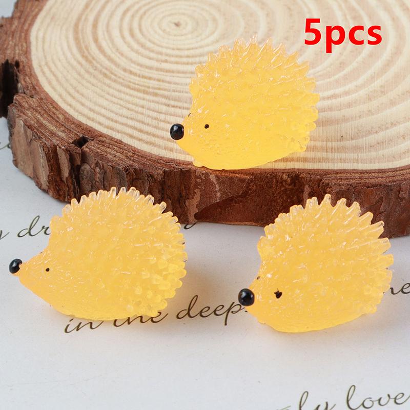 5Pcs/Set Colorful Luminous Hedgehog Decoration Resin Glow In The Dark Cute Animal Tank Aquarium Micro Landscape Decor