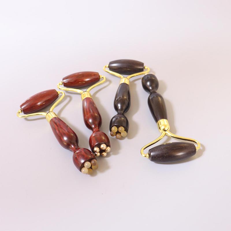 Purple Sandalwood Roller Massager Lotus Seedpod Beauty Professional Brass Facial Gua Sha Tool Eye Relaxation Spot Meridians