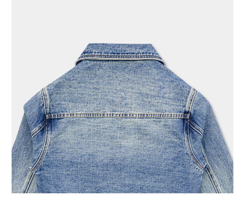 Women's Emerald Blue Retro Denim Jacket - Comfortable Long Sleeve Lazy Style