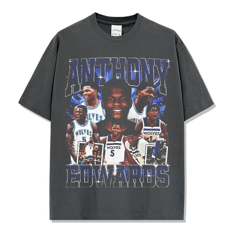 Retro Anthony Print Short Sleeve Vintage Washed Heavyweight T-Shirt