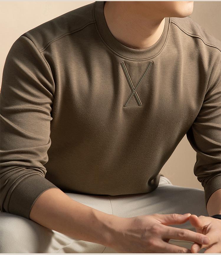 2025 Spring/Autumn Men's Trendy Long Sleeve Sweatshirt: Luxurious Casual Crew Neck Top