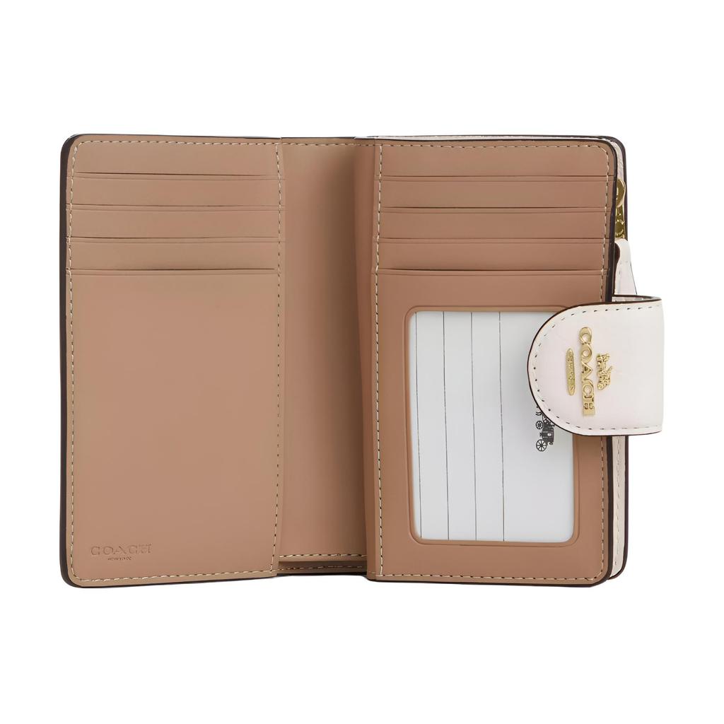 New COACH Leather Wallet Medium Size Women's Chalk Multicolor CAP00-IMCAH