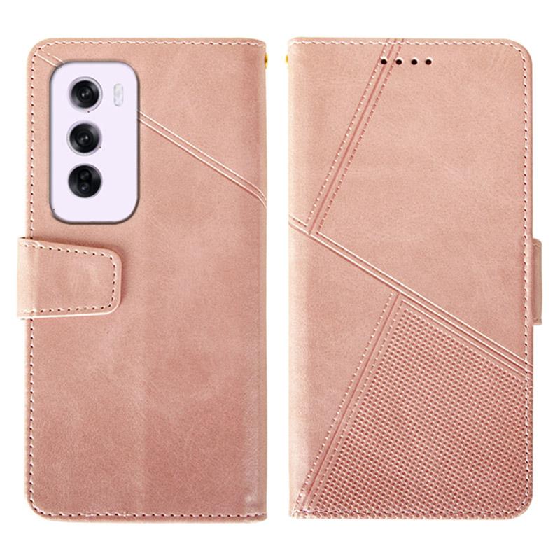 

Для Oppo Reno12 Pro 5G (Глобальный) Чехол Кожаный Кошелек Чехол для Телефона Подставка Текстура Теленка Pink