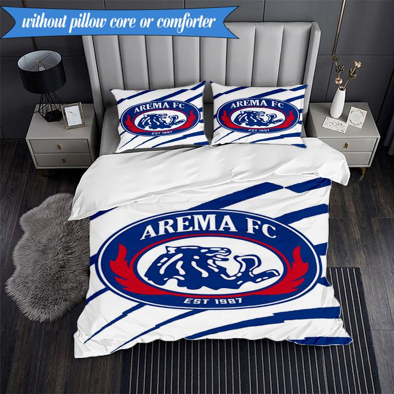3PCS Arema Football club Printed Soft Bedding Set,Including 1pc Duvet Cover And 2pcs Pillowcases Perfect for Bedroom, Dormitory, Fan gift