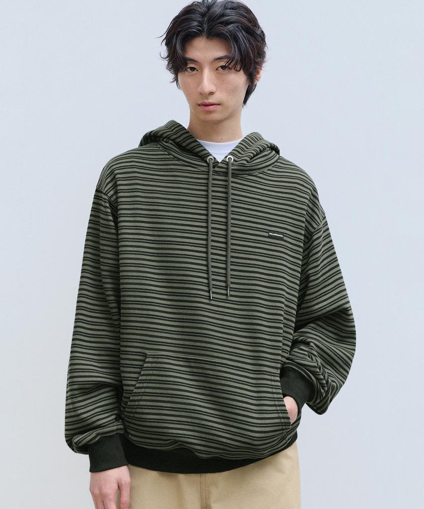 Small Authentic Striped Hoodie - Khaki