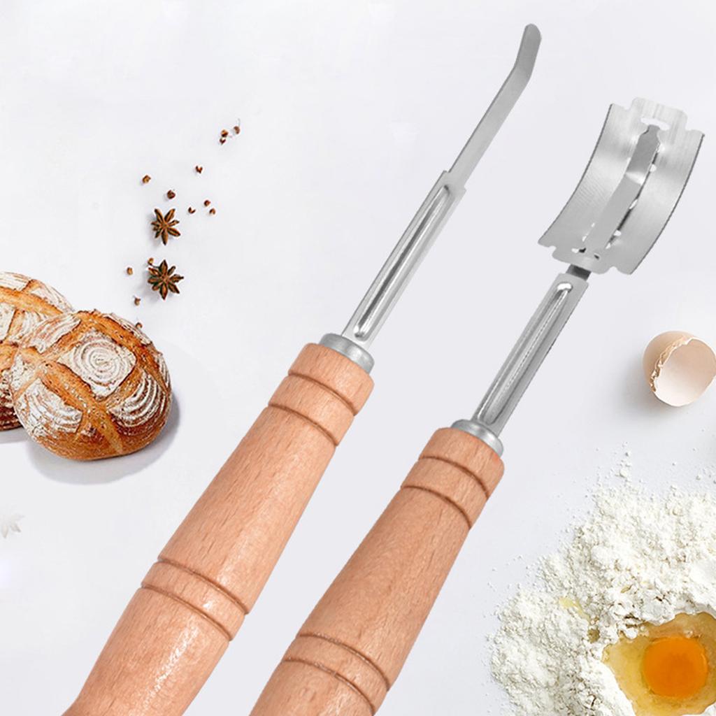 Bageta s dřevěnou rukojetí Lame na chléb s koženým pouzdrem Ergonomická rukojeť Nástroj na řezání těsta Příslušenství pro domácí pečení