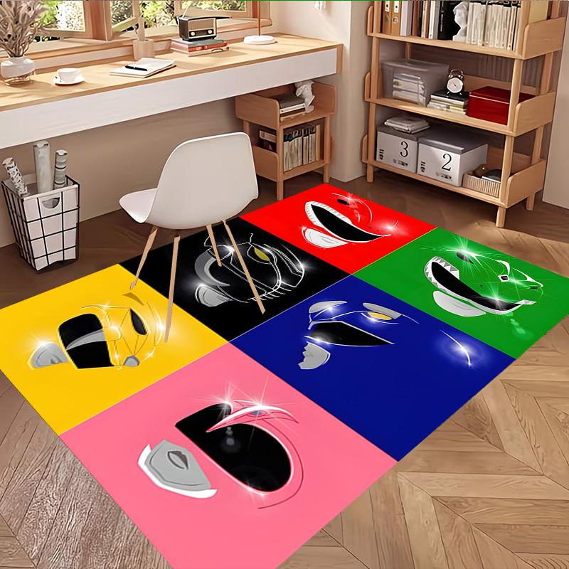 Mighty Morphin Power Rangers Print Rug, Washable Floor Carpet, For Entryway Dorm Laundry Room Office Study, Home Decor Birthday Christmas Gift