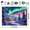 1Pcs Christmas Snow Cabin Northern Lights Decoration Background Winter Backdrop For Photo Studio Photo Booth Party